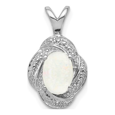 Sterling Silver Lab-Created Opal & Diamond Pendant