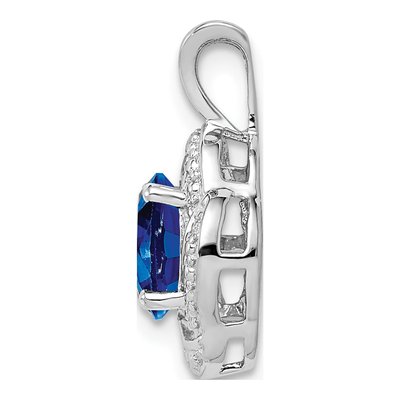 Sterling Silver Lab-Created Sapphire & Diamond Pendant – view 2