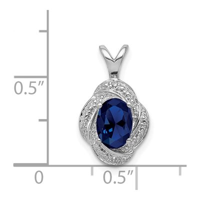 Sterling Silver Lab-Created Sapphire & Diamond Pendant – view 3