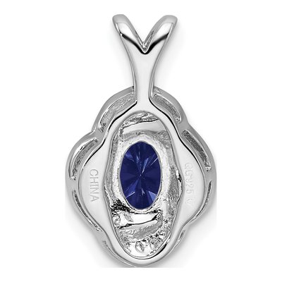 Sterling Silver Lab-Created Sapphire & Diamond Pendant – view 4