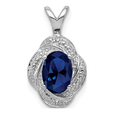 Sterling Silver Lab-Created Sapphire & Diamond Pendant