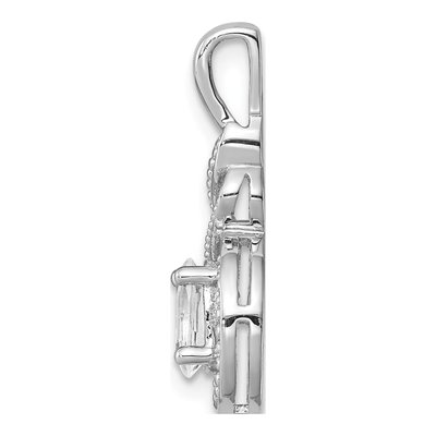 Sterling Silver White Topaz & Diamond Birthstone Pendant – view 3