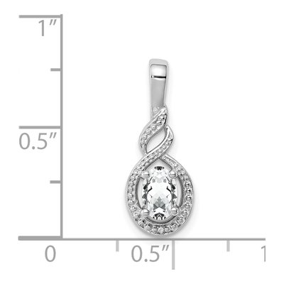 Sterling Silver White Topaz & Diamond Birthstone Pendant – view 4