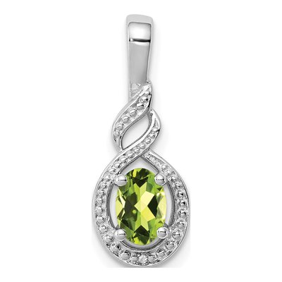 Sterling Silver Peridot & Diamond Birthstone Pendant