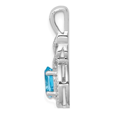 Sterling Silver Swiss Blue Topaz & Diamond Pendant – view 3