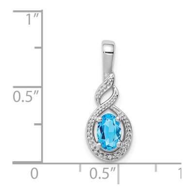 Sterling Silver Swiss Blue Topaz & Diamond Pendant – view 4