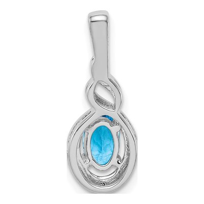 Sterling Silver Swiss Blue Topaz & Diamond Pendant – view 5