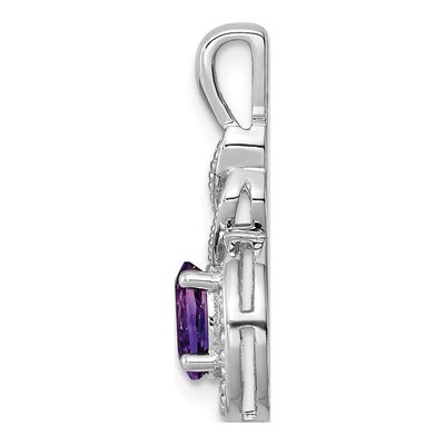Sterling Silver Amethyst & Diamond Birthstone Pendant – view 3