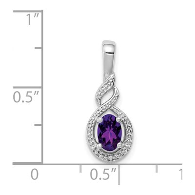 Sterling Silver Amethyst & Diamond Birthstone Pendant – view 4