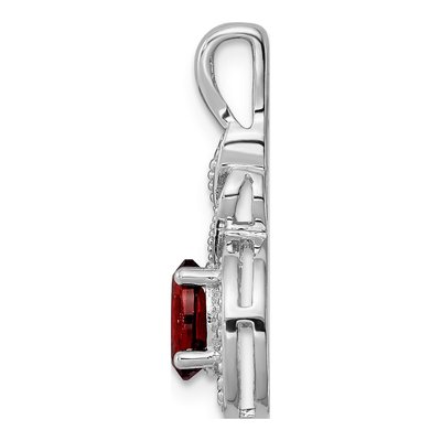 Sterling Silver Garnet & Diamond January Birthstone Pendant – view 3