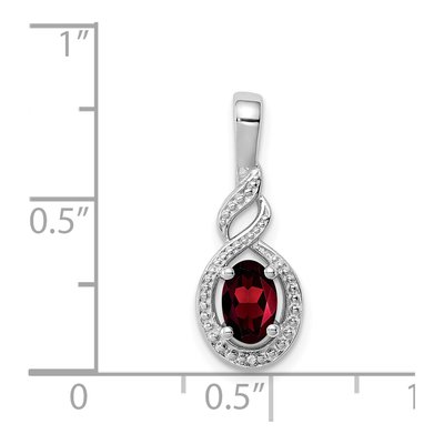 Sterling Silver Garnet & Diamond January Birthstone Pendant – view 4