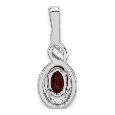 Sterling Silver Garnet & Diamond January Birthstone Pendant – view 5