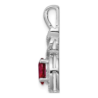 Sterling Silver Lab-Created Ruby & Diamond Pendant – view 3