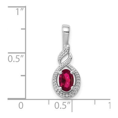 Sterling Silver Lab-Created Ruby & Diamond Pendant – view 4