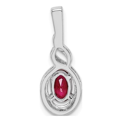 Sterling Silver Lab-Created Ruby & Diamond Pendant – view 5