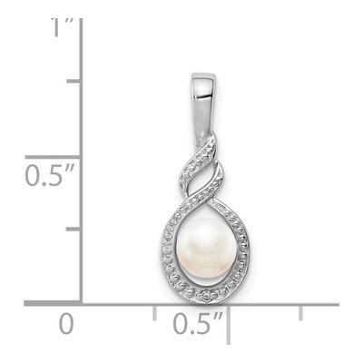 Sterling Silver Freshwater Cultured Pearl & Diamond Pendant – view 4