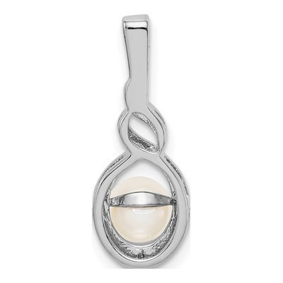 Sterling Silver Freshwater Cultured Pearl & Diamond Pendant – view 5