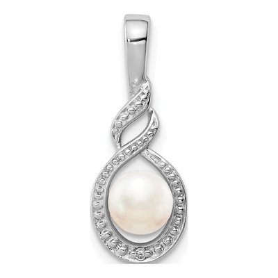 Sterling Silver Freshwater Cultured Pearl & Diamond Pendant