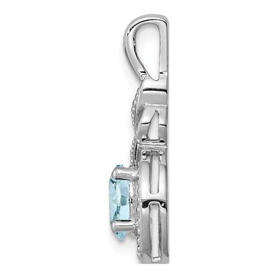 Sterling Silver Aquamarine & Diamond Pendant – view 3