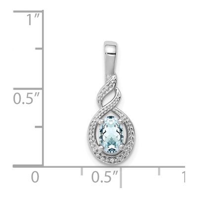 Sterling Silver Aquamarine & Diamond Pendant – view 4
