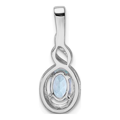 Sterling Silver Aquamarine & Diamond Pendant – view 5