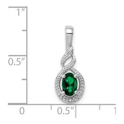 Sterling Silver Lab-Created Emerald & Diamond Pendant – view 4