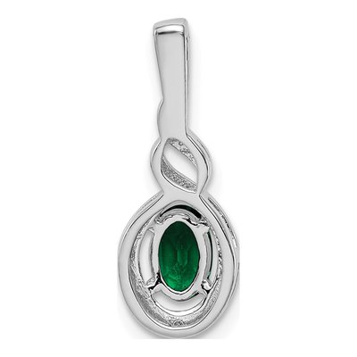 Sterling Silver Lab-Created Emerald & Diamond Pendant – view 5