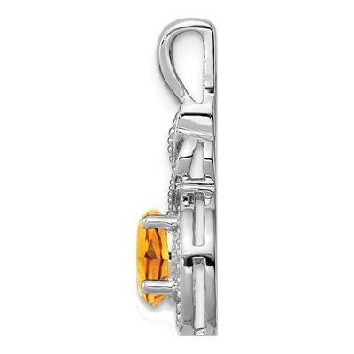 Sterling Silver Citrine & Diamond Birthstone Pendant – view 3