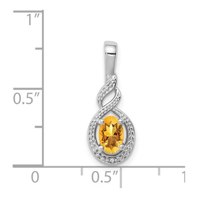 Sterling Silver Citrine & Diamond Birthstone Pendant – view 4
