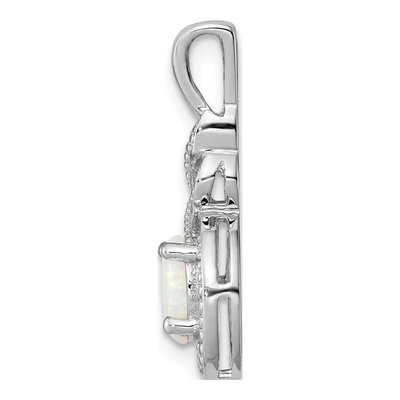 Sterling Silver Lab-Created Opal & Diamond Birthstone Pendant – view 3