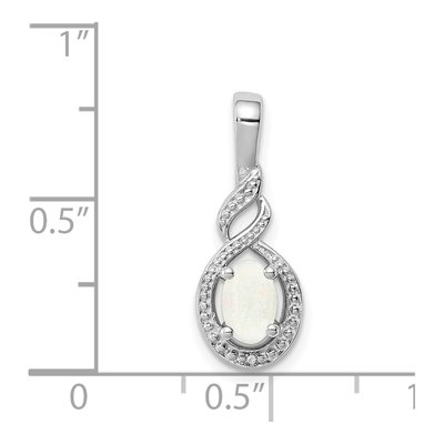 Sterling Silver Lab-Created Opal & Diamond Birthstone Pendant – view 4