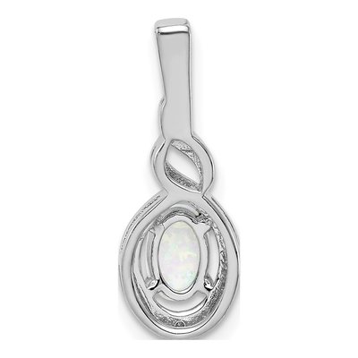 Sterling Silver Lab-Created Opal & Diamond Birthstone Pendant – view 5
