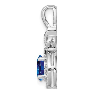 Sterling Silver Lab-Created Sapphire & Diamond Birthstone Pendant – view 3