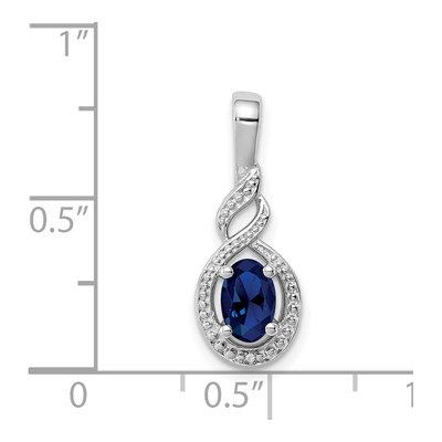 Sterling Silver Lab-Created Sapphire & Diamond Birthstone Pendant – view 4