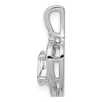 Sterling Silver White Topaz & Diamond Heart Pendant – view 3