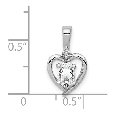Sterling Silver White Topaz & Diamond Heart Pendant – view 4