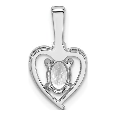 Sterling Silver White Topaz & Diamond Heart Pendant – view 5