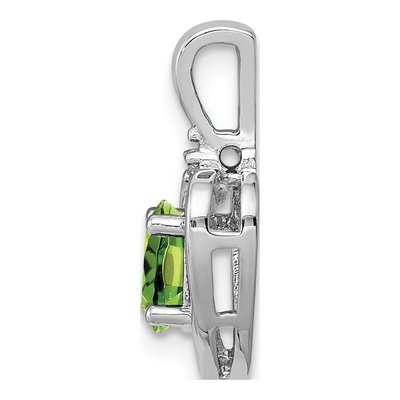 Sterling Silver Peridot & Diamond Heart Pendant – view 3