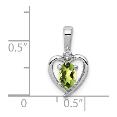 Sterling Silver Peridot & Diamond Heart Pendant – view 4