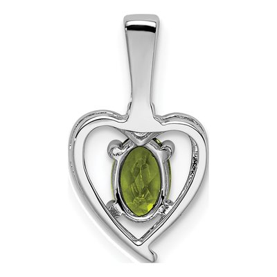 Sterling Silver Peridot & Diamond Heart Pendant – view 5