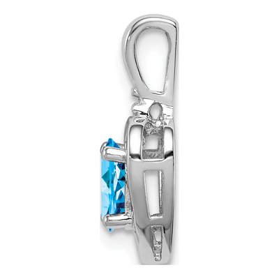 Sterling Silver Swiss Blue Topaz & Diamond Heart Pendant – view 3