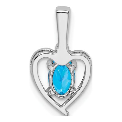 Sterling Silver Swiss Blue Topaz & Diamond Heart Pendant – view 4
