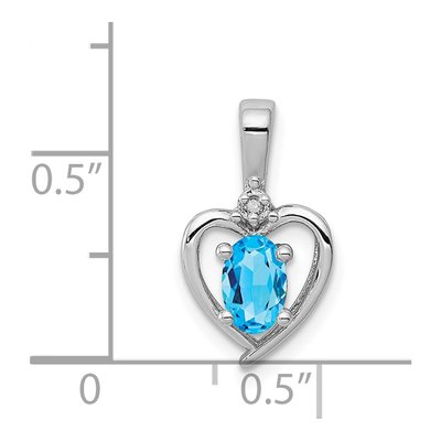 Sterling Silver Swiss Blue Topaz & Diamond Heart Pendant – view 5