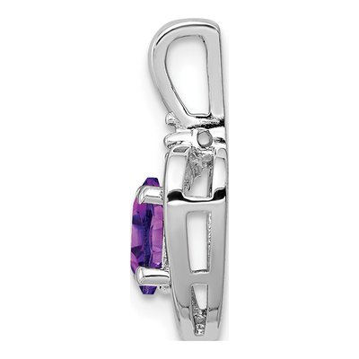 Sterling Silver Amethyst & Diamond Heart Pendant – view 3