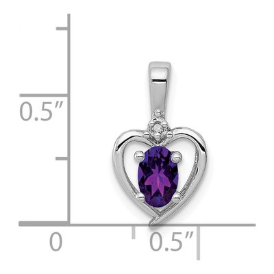 Sterling Silver Amethyst & Diamond Heart Pendant – view 4