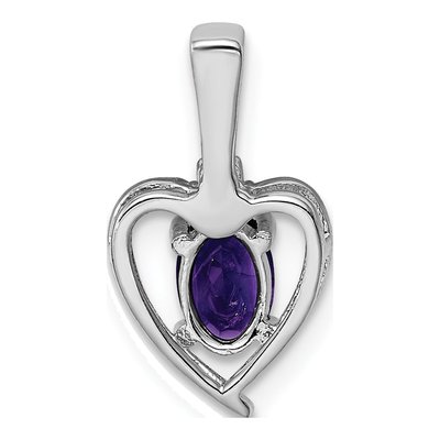 Sterling Silver Amethyst & Diamond Heart Pendant – view 5