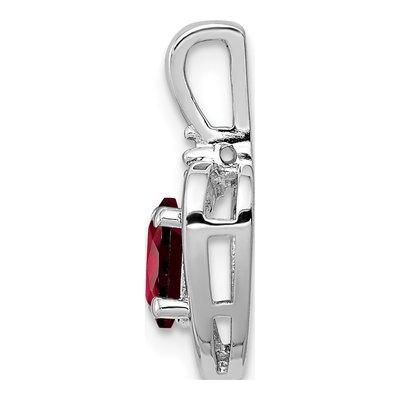 Sterling Silver Garnet & Diamond Heart Pendant – view 3