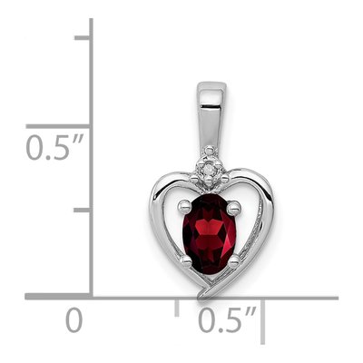 Sterling Silver Garnet & Diamond Heart Pendant – view 4