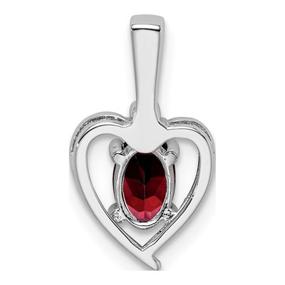 Sterling Silver Garnet & Diamond Heart Pendant – view 5