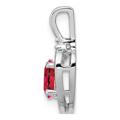 Sterling Silver Ruby & Diamond Heart Pendant – view 3